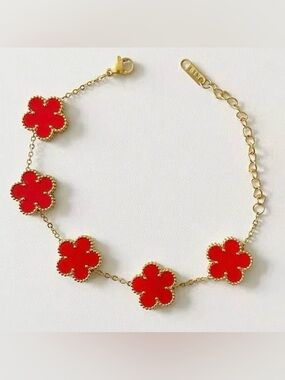 18K Gold-Plated Five Leaf Clovers Bracelet